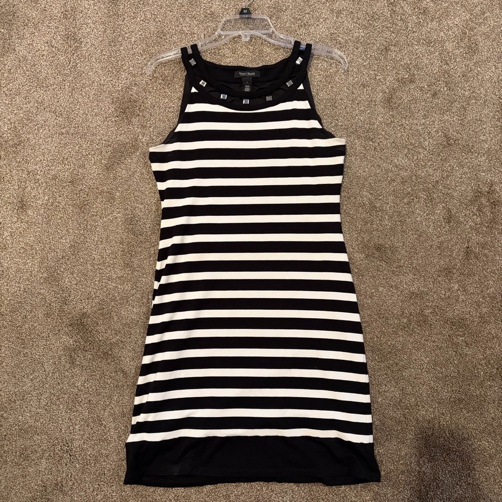 WHBM Black and White Striped Mini Dress